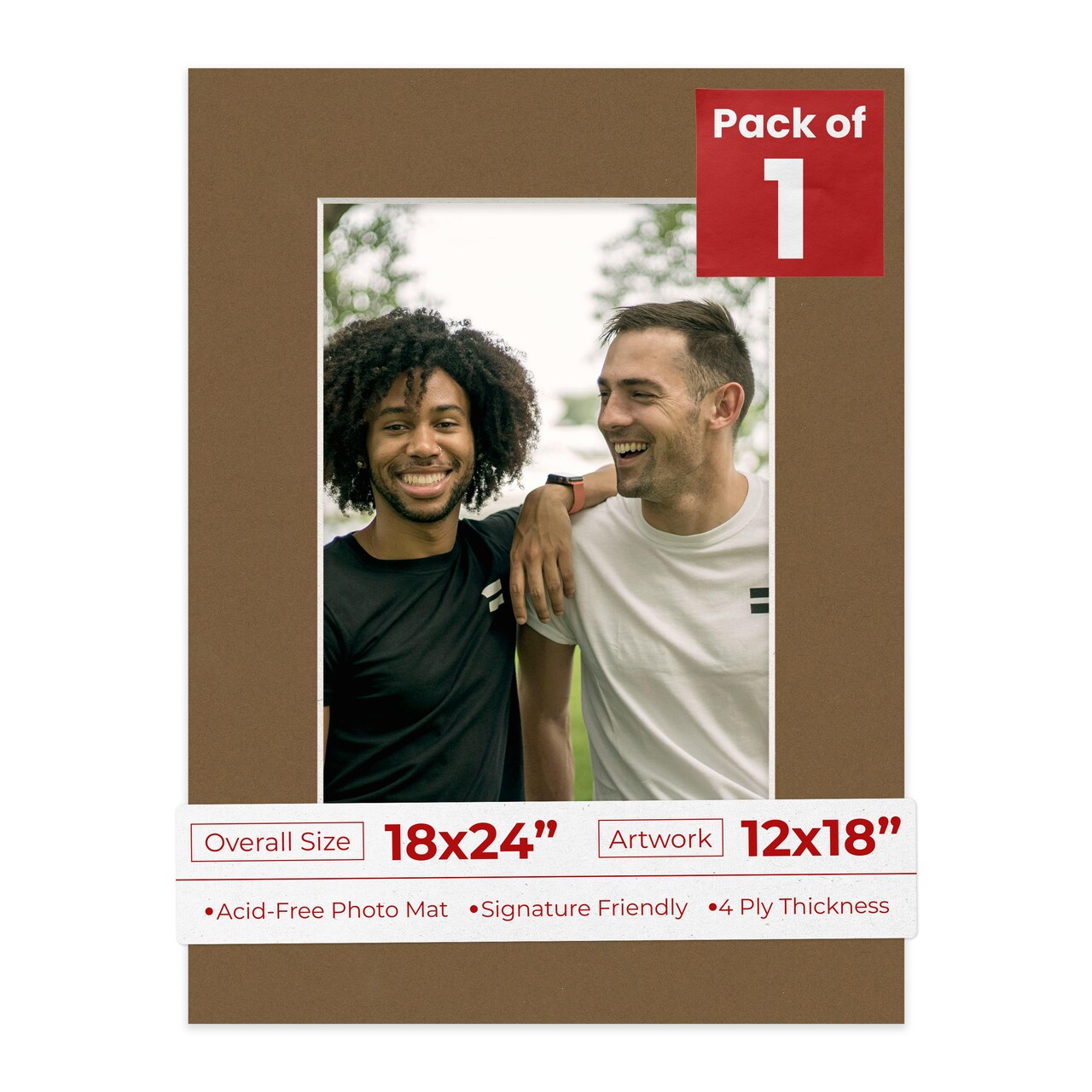 Aged Oak Brown Mat Board for 18x24 Frames - Fits 12x18 Photos